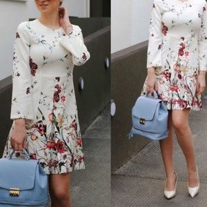 Zara Woman Printed Front Pleat Dress with Pockets